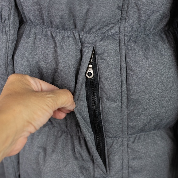 Athleta Limber Down Convertible Puffer Jacket Vest Gray Goose Down Size M - Picture 4 of 14